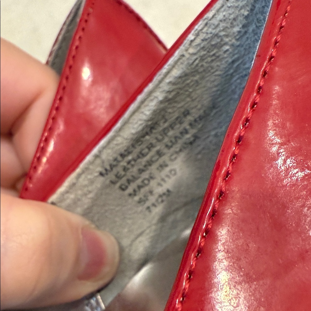 Anne Klein Red Patent Leather Buckle Pumps | Square Toe - Picture 9 of 9